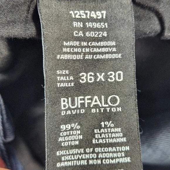 Buffalo David Bitton Jackson-X Straight Stretch Jeans Blue 36x30 1257497 - Picture 8 of 9